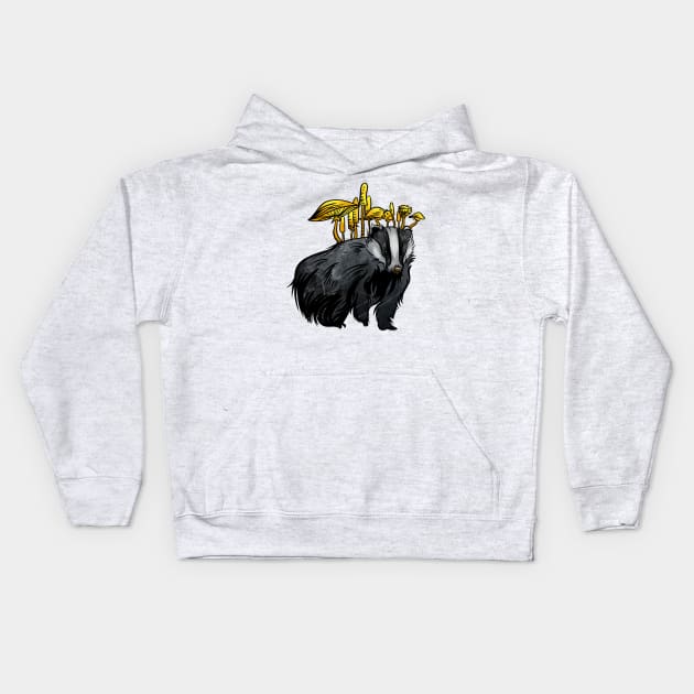 Mushroom Badger Kids Hoodie by Manfish Inc.